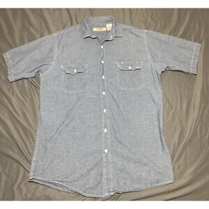 Big Mac Workwear Men’s Large Extra Tall Chambray Button Up Short Sleeve Shirt